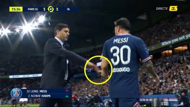 ميسي غاضب بعد تغييره أمام أولمبيك ليون في الدوري الفرنسي
