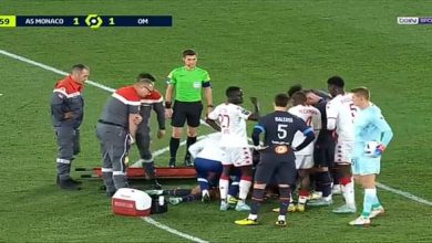 أمين حاريث يتعرض لإصابة قوية أمام موناكو في الدوري الفرنسي