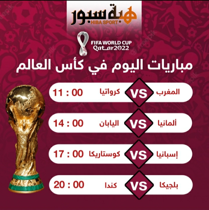 كأس العالم : برنامج وتوقيت مباريات اليوم الأربعاء
