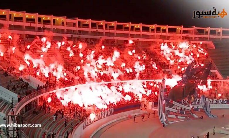 أولتراس شارك تبدع بتيفو رائع وكراكاج كبير في مباراة أولمبيك آسفي ضد حسنية أكادير