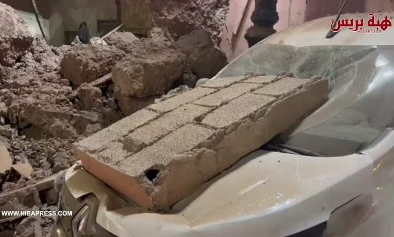 فيديو.. انهيار بمحل لبيع الاطارات أمام القصر الملكي بمراكش جراء الزلزال