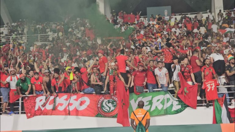 (فيديو) النشيد الوطني المغربي يزلزل مدرجات ملعب لورون بوكو خلال مباراة الأسود ضد زامبيا