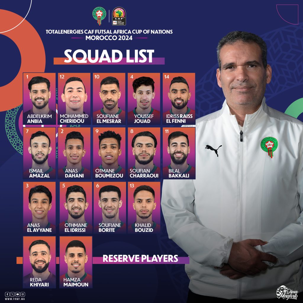 الدكيك يعلن عن قائمة منتخب الفوتسال في كأس أمم أفريقيا