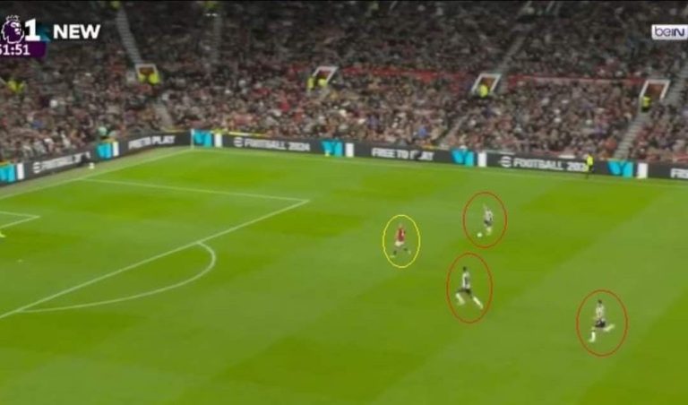 (فيديو) أمرابط ينقذ مانشتسر يونايتد من هدف محقق أمام نيوكاسل