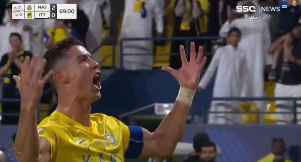 (فيديو) هدف رونالدو في مرمى إتحاد جدة وفرحة هستيرية