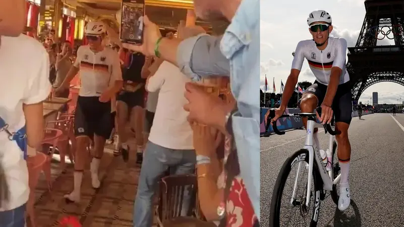 طرائف الأولمبياد.. دراج ألماني يدخل إلى حانة أثناء السباق