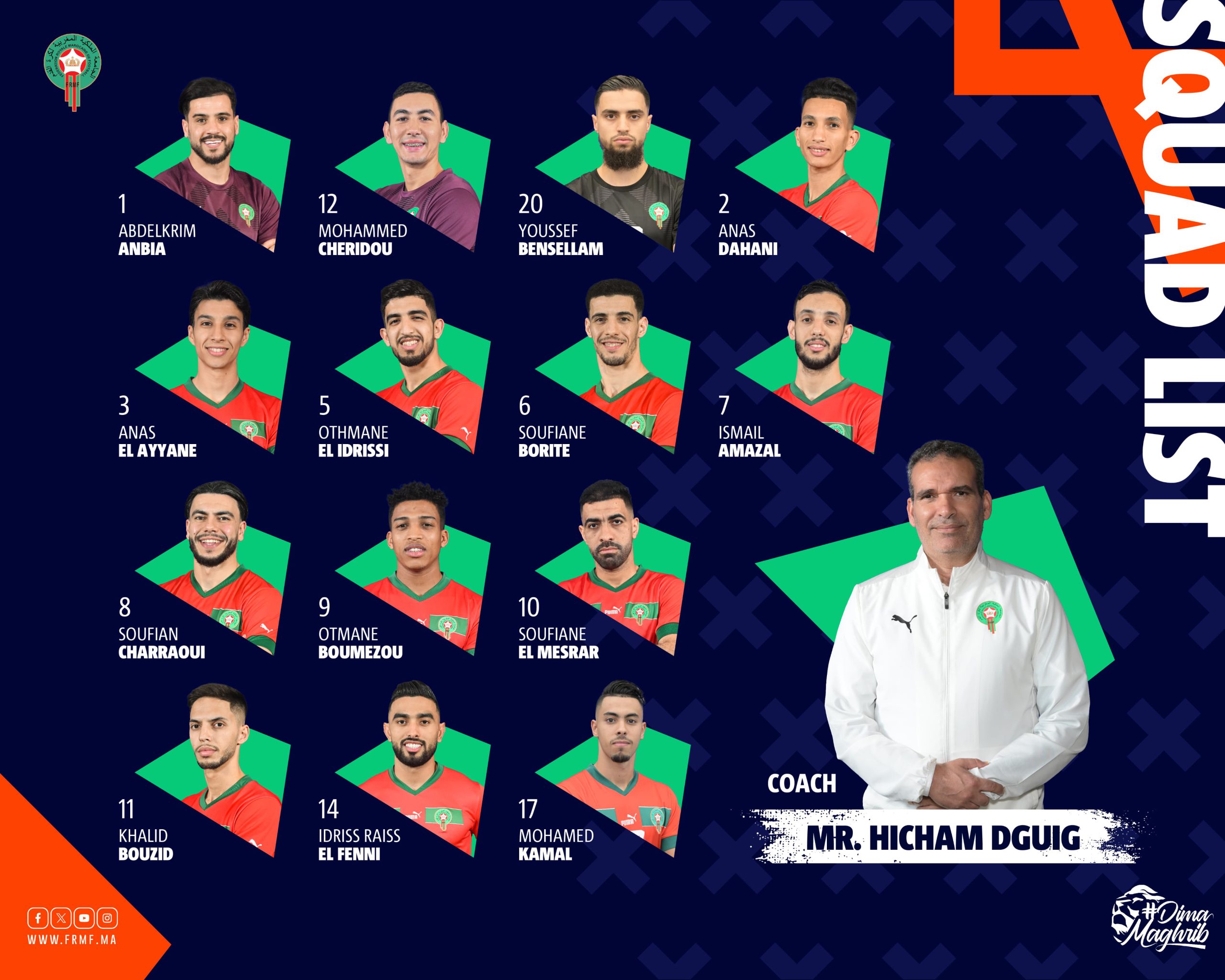 الدكيك يعلن عن القائمة النهائية للمنتخب الوطني المغربي في مونديال الفوتسال