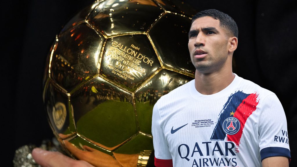 ليكيب تكشف رد فعل أشرف حكيمي بعد احتلاله المركز السادس في جائزة الكرة الذهبية