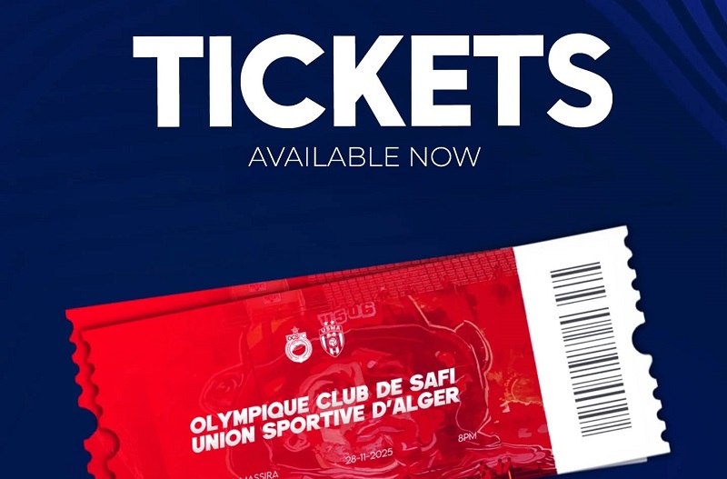 طرح تذاكر مباراة أولمبيك آسفي واتحاد العاصمة الجزائري