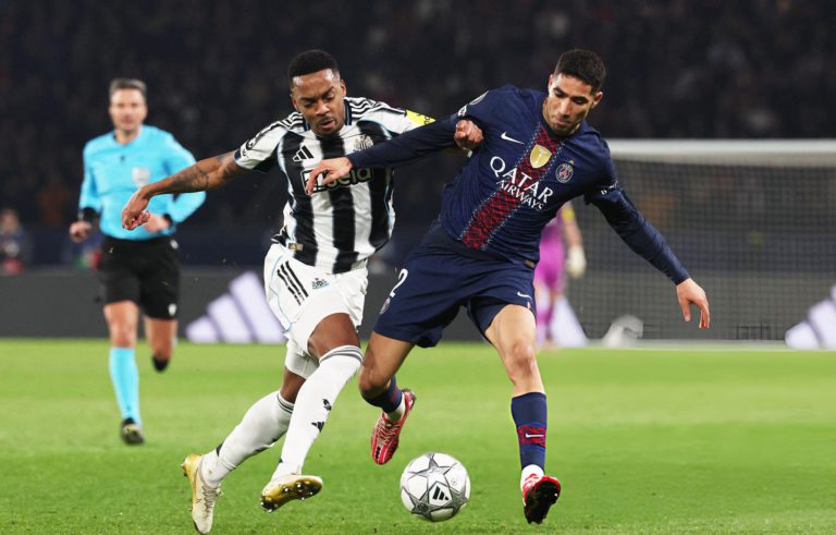 أشرف حكيمي من مباراة باريس سان جيرمان vs نيوكاسل