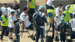 ميسي يفرغ جيوبه ويخضع للتفتيش الأمني قبل مواجهة الرأس الأخضر في المونديال