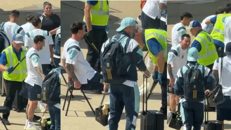ميسي يفرغ جيوبه ويخضع للتفتيش الأمني قبل مواجهة الرأس الأخضر في المونديال